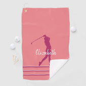 Serviette De Golf Elegant Coral Pink Magenta Golfer  (En situation)