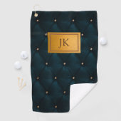 Serviette De Golf Élégant Cuir Vert, Diamants, Monogramme (En situation)