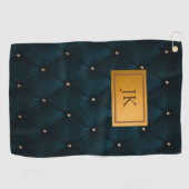 Serviette De Golf Élégant Cuir Vert, Diamants, Monogramme (Horizontal)