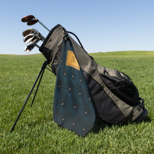 Serviette De Golf Élégant Cuir Vert, Diamants, Monogramme (Vert)