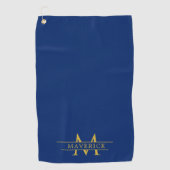 Serviette De Golf Elegant Custom Name and Initials Navy Blue (Devant)