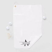 Serviette De Golf Elegant Custom Name and Initials White (En situation)