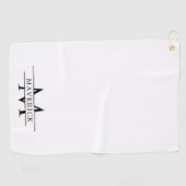 Serviette De Golf Elegant Custom Name and Initials White (Horizontal)