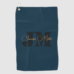 Serviette De Golf Élégant design minimaliste en denim bleu foncé mon