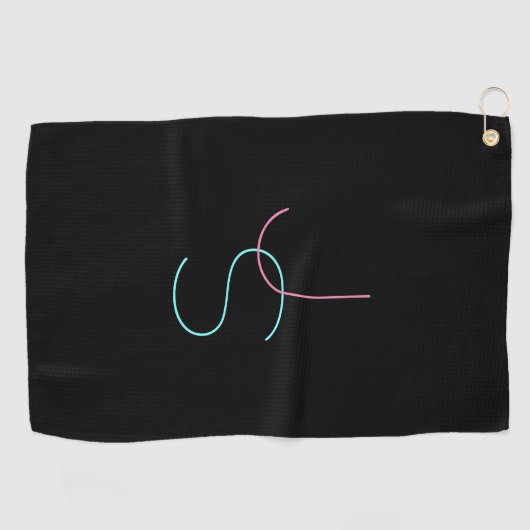 Serviette De Golf Élégant Éditable Deux Initiales D'Apparence Modern (Horizontal)