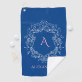 Serviette De Golf Elegant Feminine Preppy Classic Crest Monogram (En situation)
