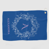 Serviette De Golf Elegant Feminine Preppy Classic Crest Monogram (Horizontal)