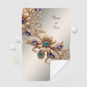 Serviette De Golf Elegant Gold Jewel Flowers Golf Towel (En situation)