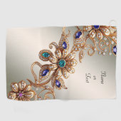 Serviette De Golf Elegant Gold Jewel Flowers Golf Towel (Horizontal)