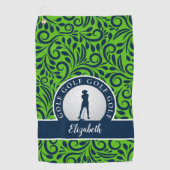 Serviette De Golf Elégant Golfer Moderne Mongrammed Nom Vert Bleu (Devant)