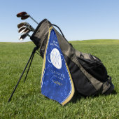 Serviette De Golf Élégant Graduation Monogramme Bleu Marbre Or Huile (Vert)