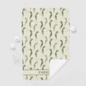Serviette De Golf Élégant Green Ivory Woman Golfer Monogramme (En situation)