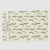 Serviette De Golf Élégant Green Ivory Woman Golfer Monogramme (Horizontal)