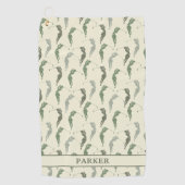 Serviette De Golf Élégant Green Ivory Woman Golfer Monogramme (Devant)