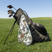 Serviette De Golf Elegant hummingbird artwork botanical boho chic (Vert)