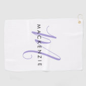 Serviette De Golf Élégant Lavande Blanche moderne Monogramme de scri (Horizontal)