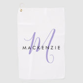 Serviette De Golf Élégant Lavande Blanche moderne Monogramme de scri (Devant)