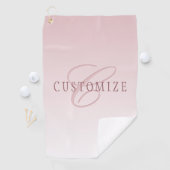 Serviette De Golf Élégant lettrage et monogramme | Rose Ombre (En situation)