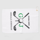 Serviette De Golf Élégant minimaliste Golf Monogramme Conception (Horizontal)