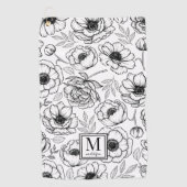 Serviette De Golf Élégant modèle floral Monogramme initial (Devant)