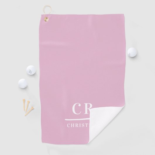 Serviette De Golf Elegant Modern Monogram Initials Name Pink White (En situation)