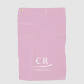 Serviette De Golf Elegant Modern Monogram Initials Name Pink White (Devant)
