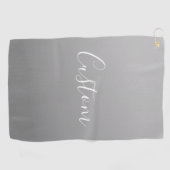 Serviette De Golf Élégant moderne blanc Script écriture gris dégradé (Horizontal)