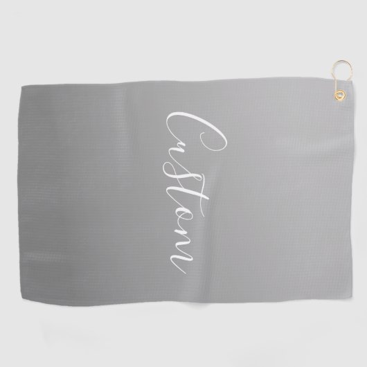 Serviette De Golf Élégant moderne blanc Script écriture gris dégradé (Horizontal)