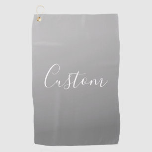 Serviette De Golf Élégant moderne blanc Script écriture gris dégradé