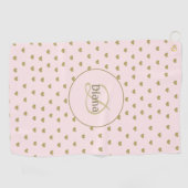 Serviette De Golf Élégant Moderne Blush Pink Initiales Monogramme (Horizontal)