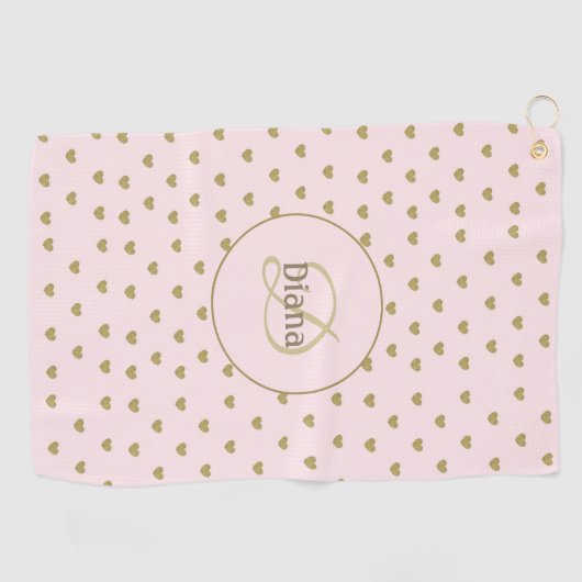 Serviette De Golf Élégant Moderne Blush Pink Initiales Monogramme (Horizontal)