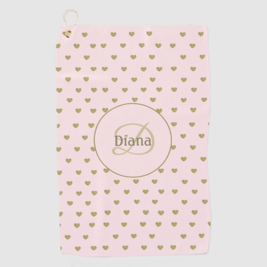 Serviette De Golf Élégant Moderne Blush Pink Initiales Monogramme (Devant)