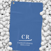Serviette De Golf Élégant Moderne Monogramme Initiales Nom Bleu