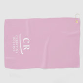 Serviette De Golf Élégant Moderne Monogramme Initiales Nom Rose (Horizontal)