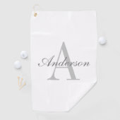 Serviette De Golf Élégant Monogramme blanc et gris (En situation)