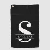 Serviette De Golf Élégant monogramme | Blanc noir (Devant)