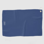 Serviette De Golf Élégant Monogramme Bleu (Horizontal)