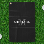 Serviette De Golf Élégant Monogramme d'argent noir Nom personnalisé<br><div class="desc">Customisez le texte, et créez facilement votre serviette de golf personnalisée. Cliquez sur MODIFIER pour modifier la couleur du texte ou la couleur de l'arrière - plan. Vous pouvez TRANSFÉRER ce DESIGN sur d'autres produits Zazzle et l'ajuster à la plupart des articles Zazzle. Les conceptions Studio standard sont faites dans...</div>