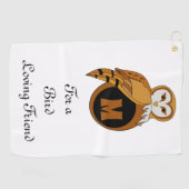 Serviette De Golf Élégant monogramme de Chouette d'Écorce (Horizontal)