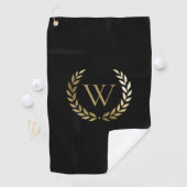 Serviette De Golf Élégant monogramme de couronne de laurier d'or noi (En situation)