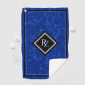 Serviette De Golf Élégant Monogramme de diamant noir en marbre bleu (En situation)