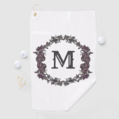 Serviette De Golf Élégant Monogramme encadré de violet et d'argent (En situation)