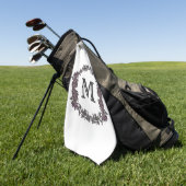 Serviette De Golf Élégant Monogramme encadré de violet et d'argent (Vert)