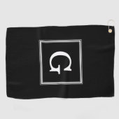 Serviette De Golf Élégant Monogramme encadré noir (Horizontal)