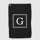 Serviette De Golf Élégant Monogramme encadré noir (Devant)