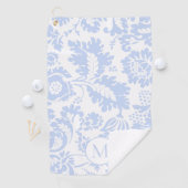 Serviette De Golf Élégant Monogramme Floral Bleu (En situation)