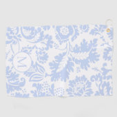 Serviette De Golf Élégant Monogramme Floral Bleu (Horizontal)