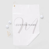 Serviette De Golf Élégant Monogramme moderne | Gris et blanc (modifi (En situation)