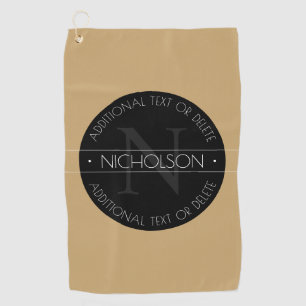 Serviette De Golf Élégant Monogramme moderne modifiable Noir Blanc O