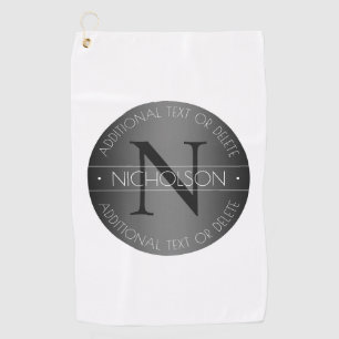 Serviette De Golf Élégant Monogramme moderne noir & blanc